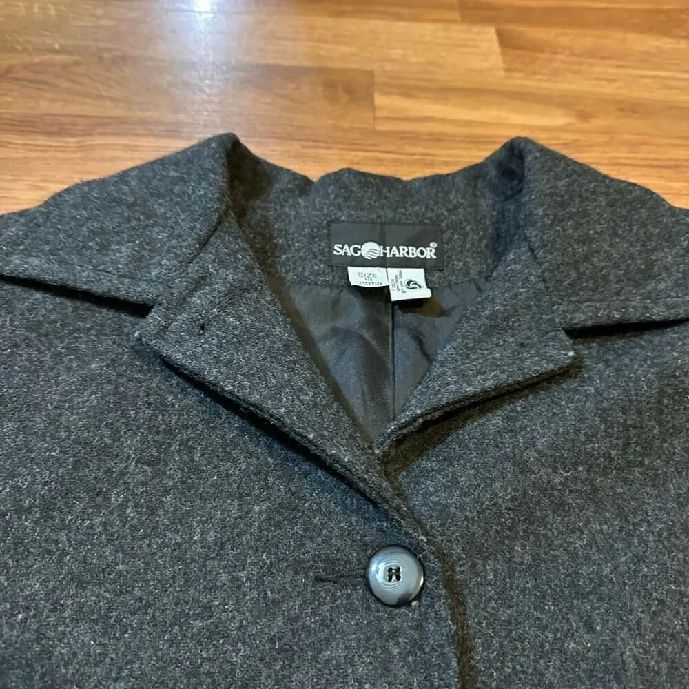 Sag Harbor Gray Jacket Button Up Pea Coat Gray | Women Size 12